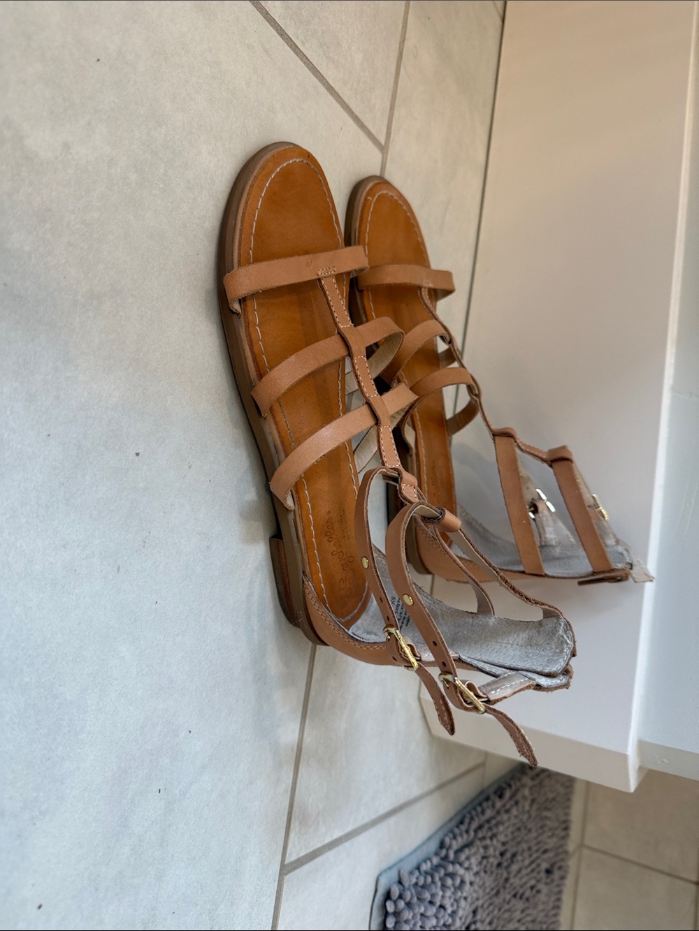 Seychelles Cognac Strappy Leather Sandals